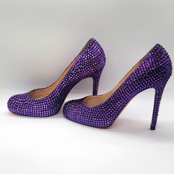 Christian Louboutin Rhinestone Fifi Platform Pumps Size 38 BLACK WEEK $499 - Picture 6 of 12